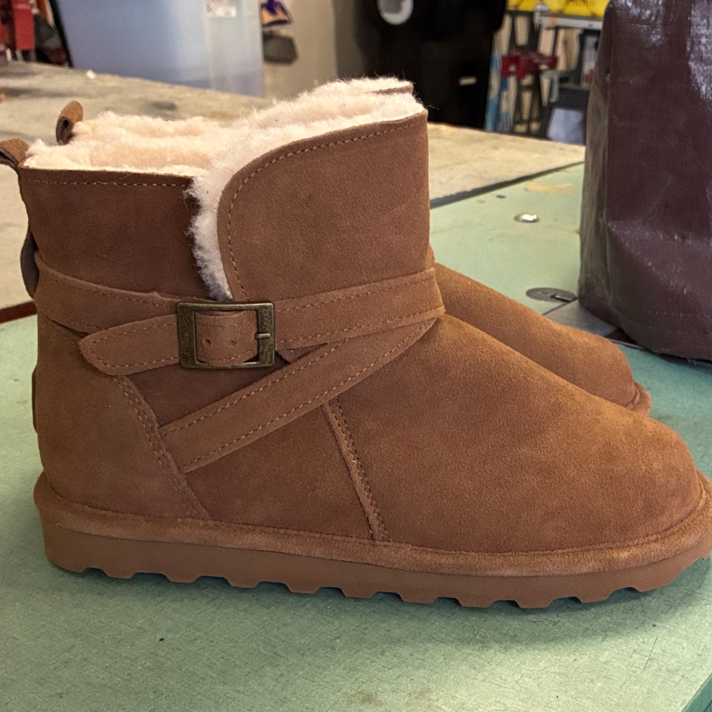Brand New…BearPaw Suede Ankle Boots with Buckle.  Women’s 9